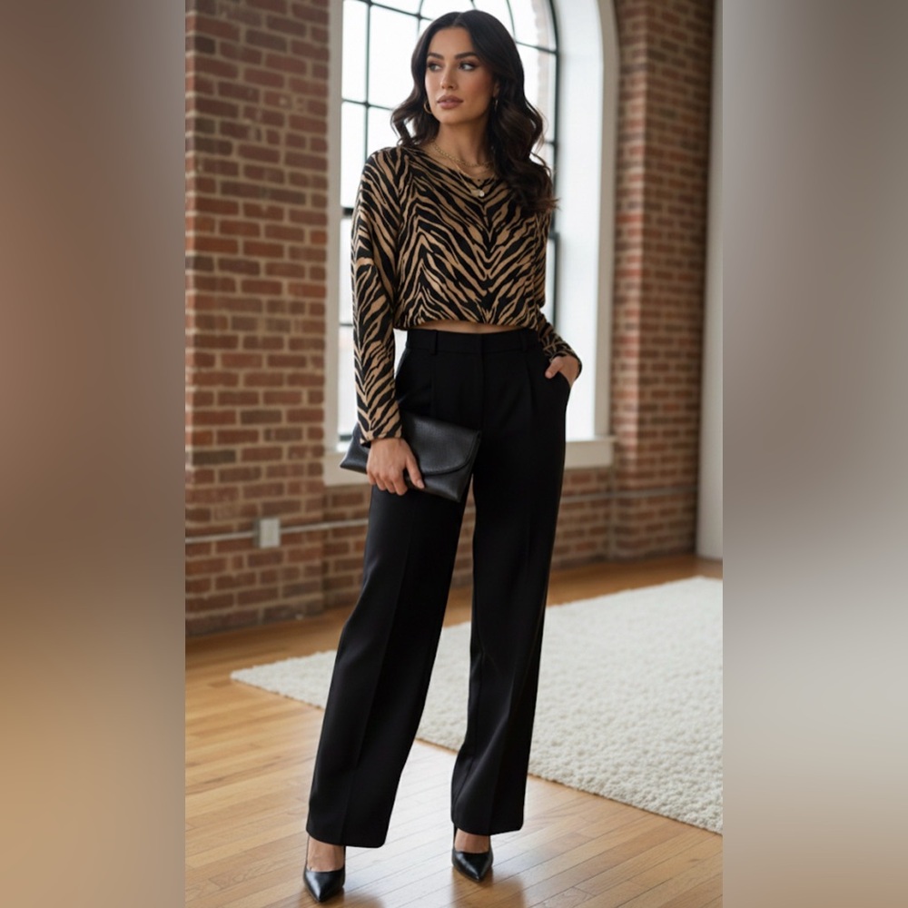 Zara animal print crop top blouse, shirt